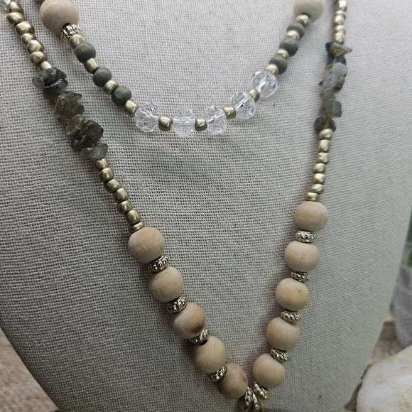 CHICOS Medallion Double-Strand Boho Necklace with Abalone Pendant - Picture 7 of 8